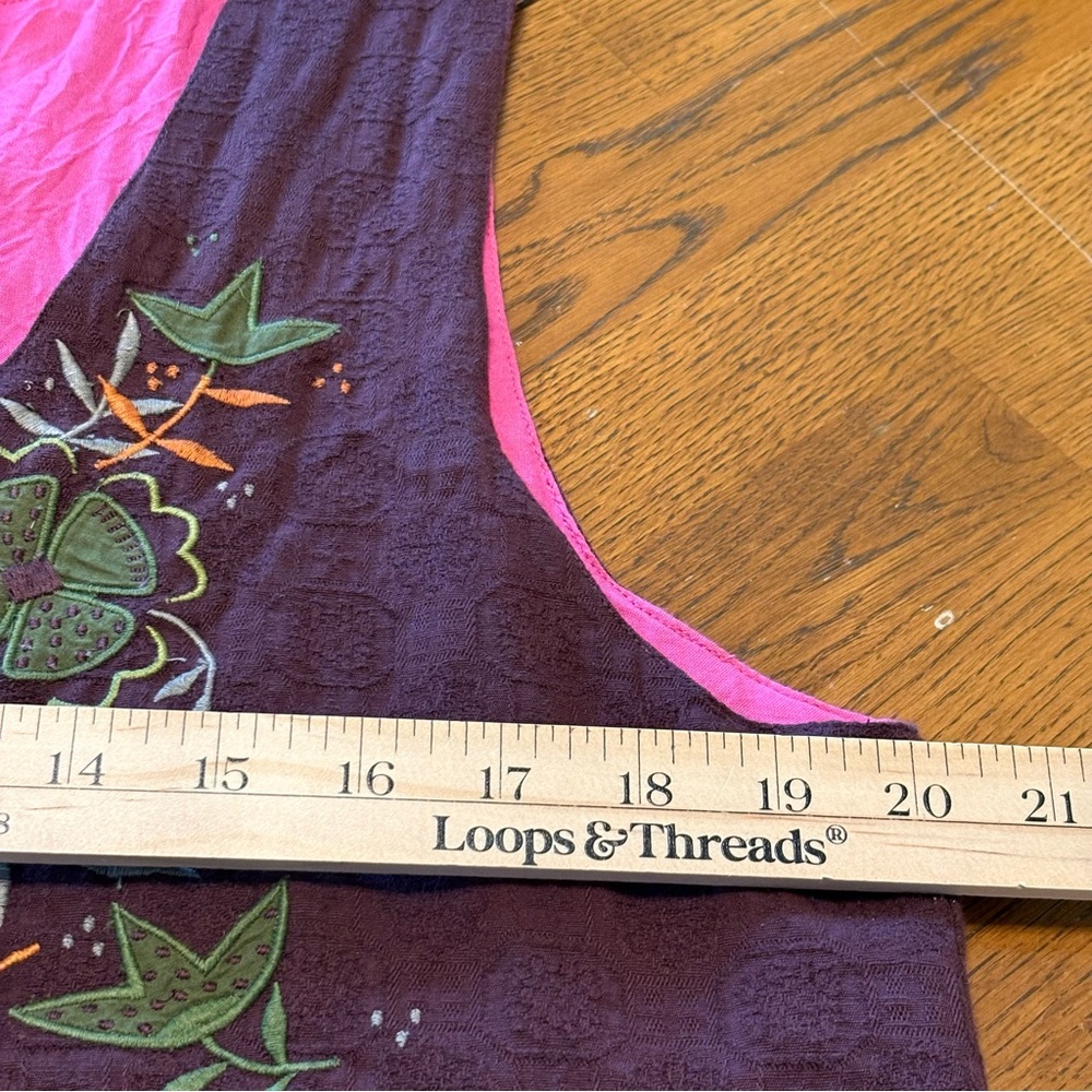 Gudrun Sjoden 100% Organic Cotton Brown Embroidered Vest with Pink Lining - Picture 14 of 16